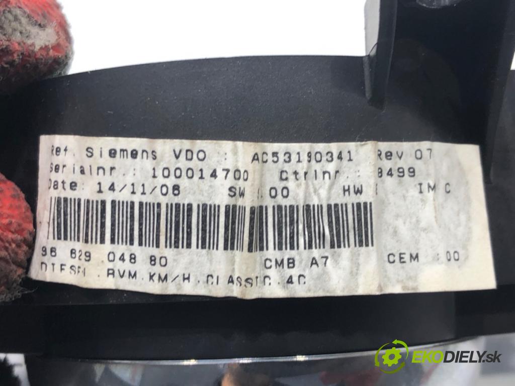 PEUGEOT 207 (WA_, WC_) 2006 - 2015    1.6 HDi 66 kW [90 KM] olej napędowy 2006 - 2013  Prístrojovka 9662904880 (Prístrojové dosky, displeje)