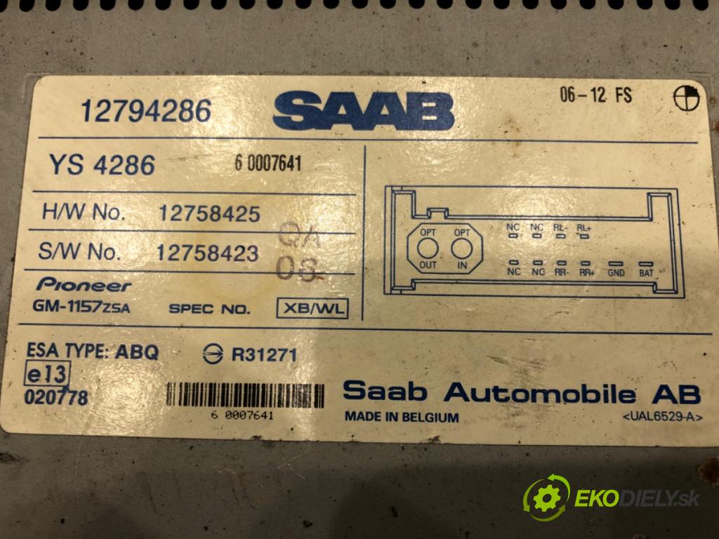 SAAB 9-3 Kombi (E50) 2005 - 2015    1.9 TiD 110 kW [150 KM] olej napędowy 2005 - 2015  Zosilňovač 12794286 (Zosilňovače)