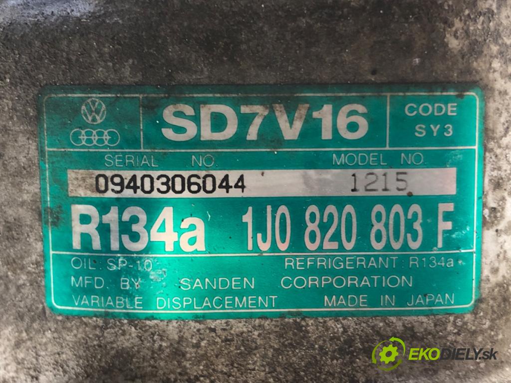 VW GOLF IV (1J1) 1997 - 2008    1.9 TDI 66 kW [90 KM] olej napędowy 1997 - 2004  kompresor klimatizace 1J0820803F (Kompresory)