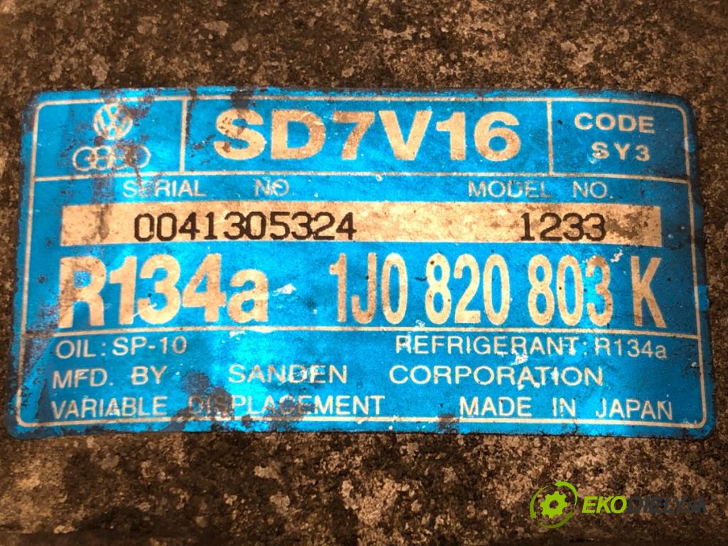VW GOLF IV (1J1) 1997 - 2008    1.9 TDI 74 kW [101 KM] olej napędowy 2000 - 2005  kompresor klimatizace 1J0820803K (Kompresory)