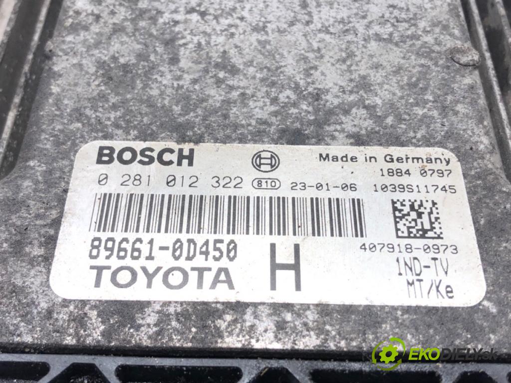 TOYOTA YARIS (_P9_) 2005 - 2014    1.4 D-4D (NLP90_) 66 kW [90 KM] olej napędowy 2005 - 2012  riadiaca jednotka Motor 89661-0D450 (Riadiace jednotky)