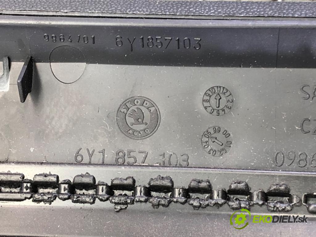 SKODA FABIA I Combi (6Y5) 2000 - 2007    1.9 TDI 74 kW [100 KM] olej napędowy 2000 - 2007  Priehradka, kastlík spolujazdca  (Priehradky, kastlíky)