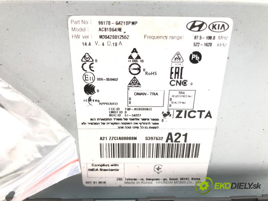 HYUNDAI i30 (PDE, PD, PDEN) 2016 - 2022    1.4 MPI 74 kW [100 KM] benzyna 2016 - 2022  RADIO 96170-G4210 (Audio zariadenia)