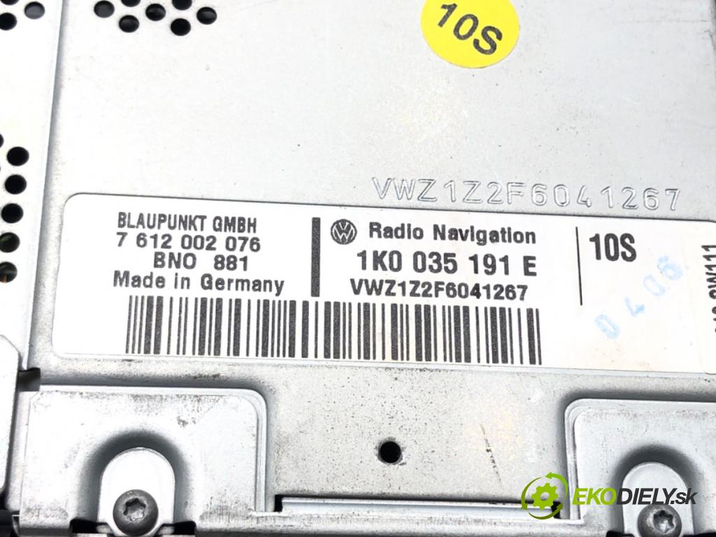 VW PASSAT B6 (3C2) 2005 - 2010    1.9 TDI 77 kW [105 KM] olej napędowy 2005 - 2010  RADIO 1K0035191E (Audio zariadenia)