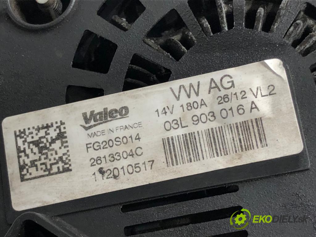 AUDI A6 C7 (4G2, 4GC) 2010 - 2018    2.0 TDI 130 kW [177 KM] olej napędowy 2011 - 2018  Alternátor 03L903016A (Alternátory)