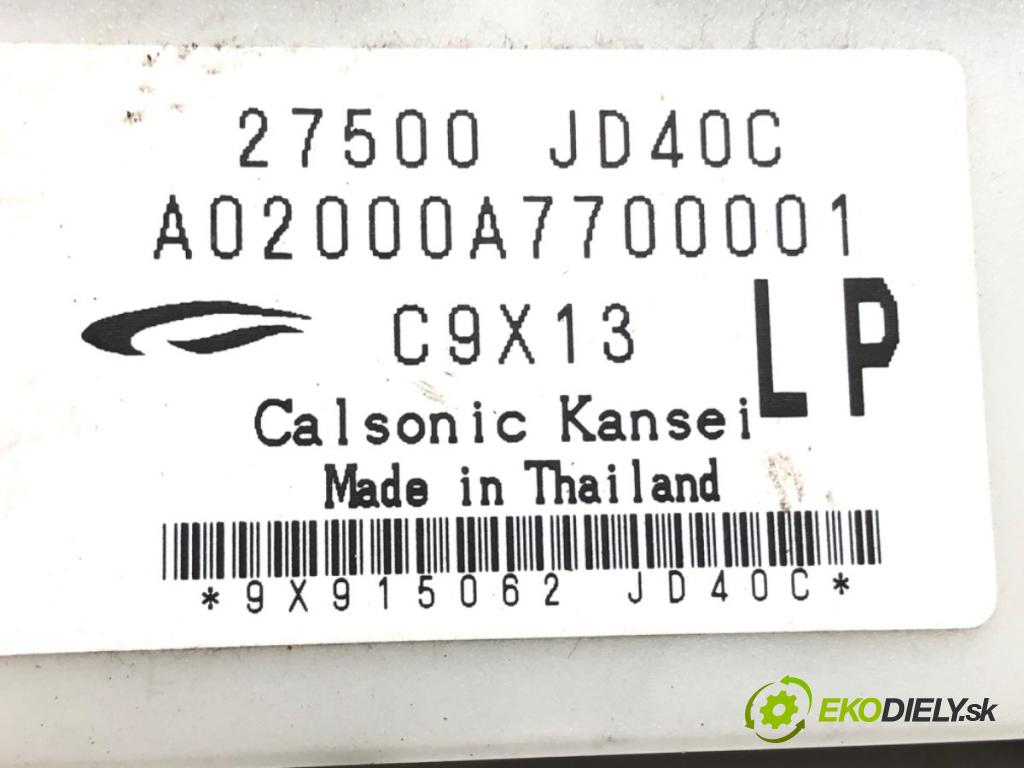 NISSAN QASHQAI / QASHQAI +2 I (J10, NJ10, JJ10E) 2006 - 2014    1.6 84 kW [114 KM] benzyna 2007 - 2013  Panel ovládania kúrenia 27500JD40C (Prepínače, spínače, tlačidlá a ovládače kúrenia)