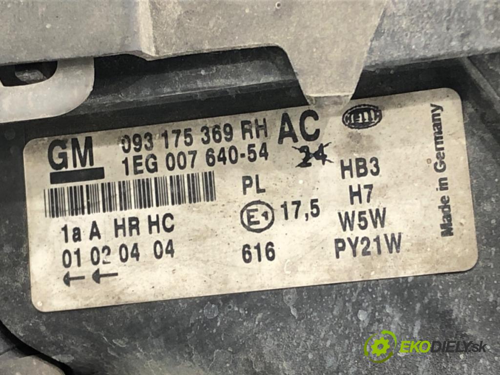 OPEL ASTRA G liftback (T98) 1998 - 2009    2.0 DI (F08, F48) 60 kW [82 KM] olej napędowy 1998 - 2005  Svetlomet pravy predný