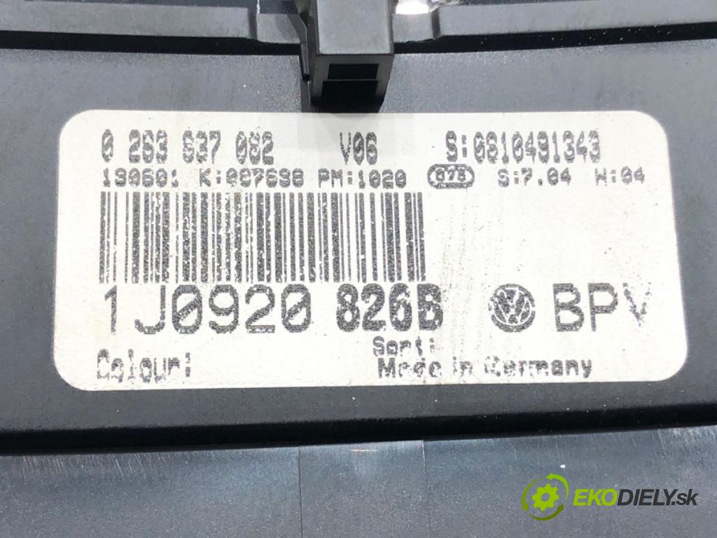 VW GOLF IV Variant (1J5) 1999 - 2006    1.9 TDI 66 kW [90 KM] olej napędowy 1999 - 2006  Prístrojovka 1J0920826B (Prístrojové dosky, displeje)