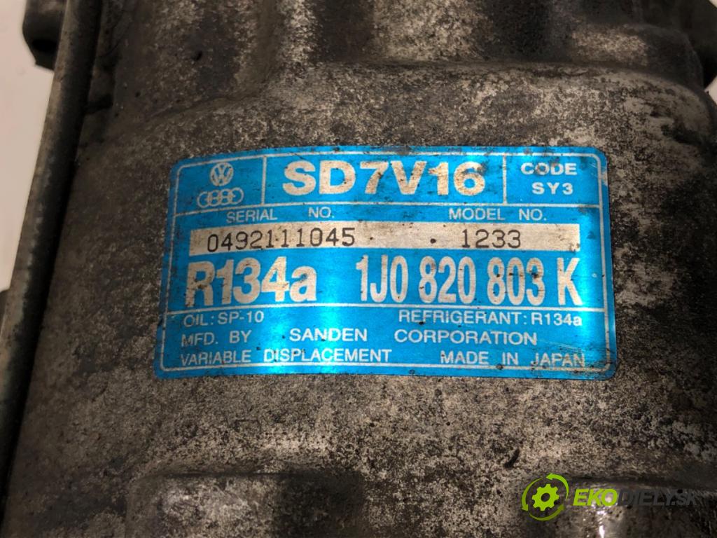 VW GOLF IV (1J1) 1997 - 2008    1.9 TDI 85 kW [115 KM] olej napędowy 1998 - 2001  kompresor klimatizace 1J0820803K (Kompresory)
