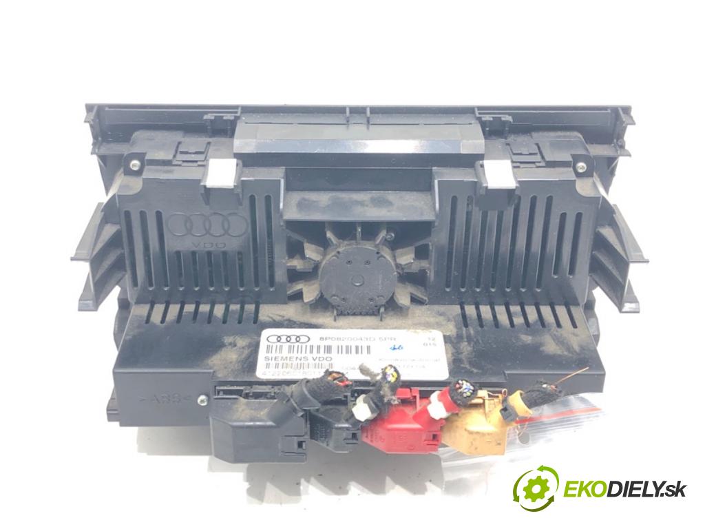 AUDI A3 (8P1) 2003 - 2013    2.0 TDI 16V 103 kW [140 KM] olej napędowy 2003 - 2012  Panel ovládania kúrenia 8P0820043D (Prepínače, spínače, tlačidlá a ovládače kúrenia)