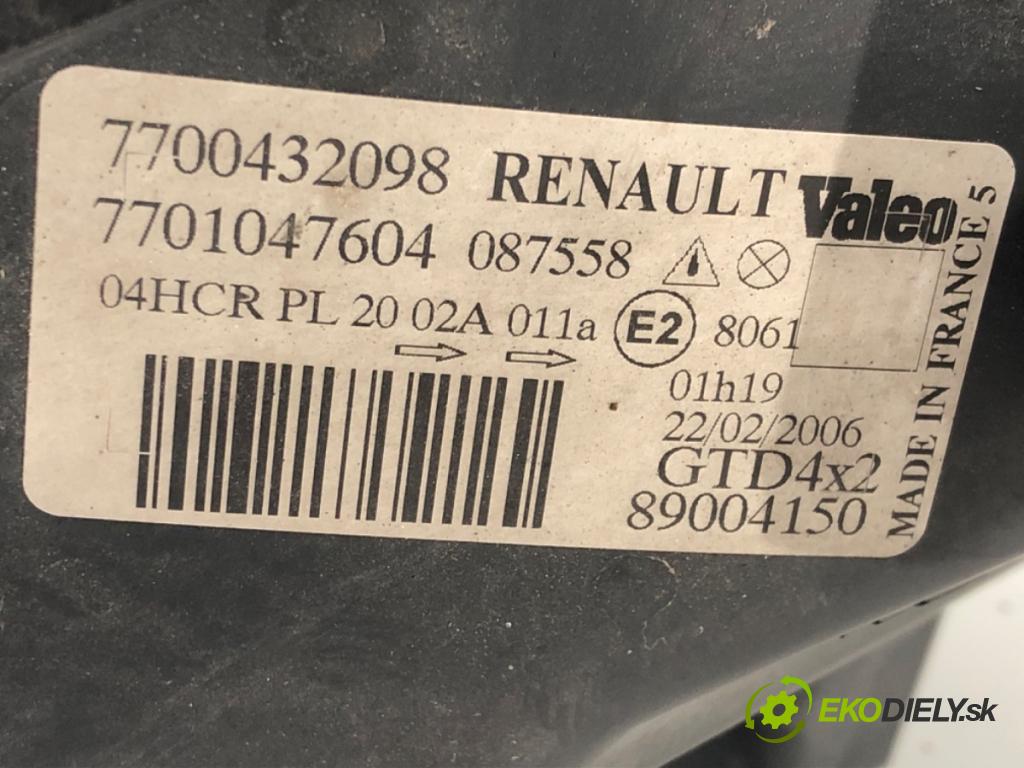 RENAULT SCÉNIC I nadwozie wielkoprzestrzenne (MPV) (JA0/1_, FA0_) 1999 - 2010    1.9 dCi (JA05, JA1F) 75 kW [102 KM] olej napędowy 1999 - 2003  Svetlomet ľavy predný 7700432098