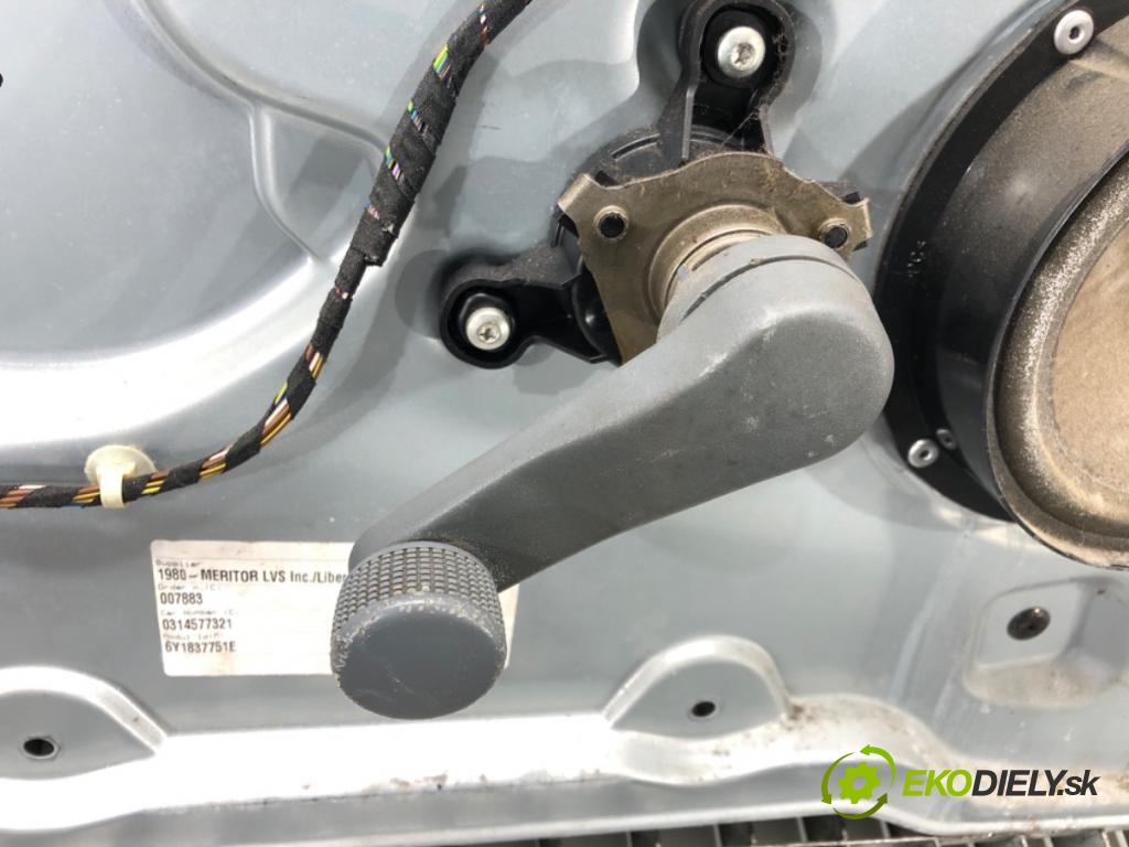 SKODA FABIA I (6Y2) 1999 - 2008    1.2 40 kW [54 KM] benzyna 2001 - 2007  Mechanizmus okna ľavy predný 6Y1837751E