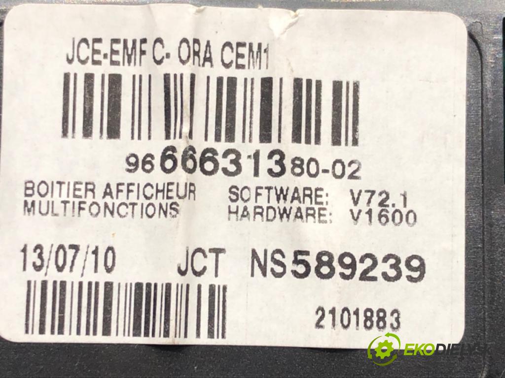 PEUGEOT 308 I (4A_, 4C_) 2007 - 2016    1.6 16V 88 kW [120 KM] benzyna 2007 - 2014  Dislpej 9666631380 (Prístrojové dosky, displeje)