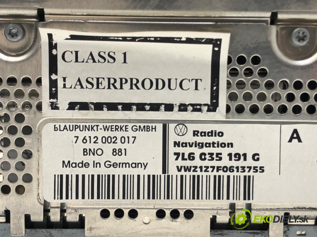 VW TOUAREG (7LA, 7L6, 7L7) 2002 - 2013    3.2 V6 177 kW [241 KM] benzyna 2004 - 2006  RADIO 7L6035191G (Audio zariadenia)