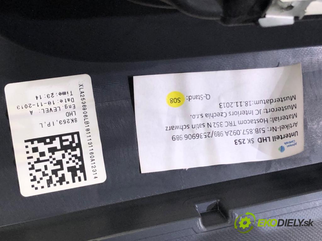 SKODA RAPID (NH3, NK3, NK6) 2012 - 2022    1.6 TDI 66 kW [90 KM] olej napędowy 2013 - 2015  Palubná doska AirBag spolujazdca