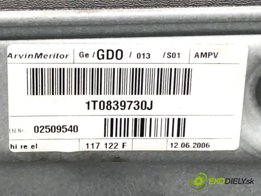 VW TOURAN (1T1, 1T2) 2003 - 2010    2.0 TDI 103 kW [140 KM] olej napędowy 2005 - 2010  mechanismus okna pravý zadní část 1T0839730J