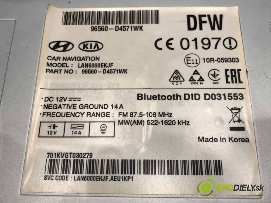 KIA OPTIMA (JF) 2015 - 2022    1.7 CRDi 104 kW [141 KM] olej napędowy 2015 - 2022  RADIO 96560-D4571WK (Audio zariadenia)