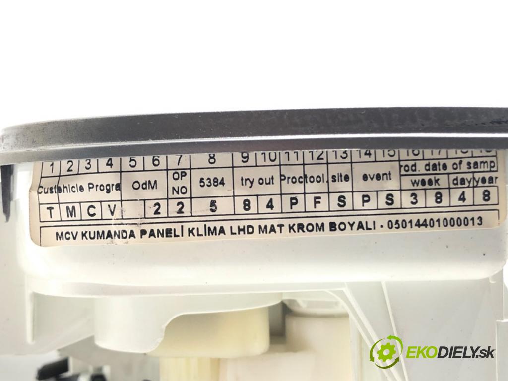 FIAT QUBO (225_) 2008 - 2022    1.4 (225AXA1A) 54 kW [73 KM] benzyna 2008 - 2022  Panel ovládania kúrenia  (Prepínače, spínače, tlačidlá a ovládače kúrenia)