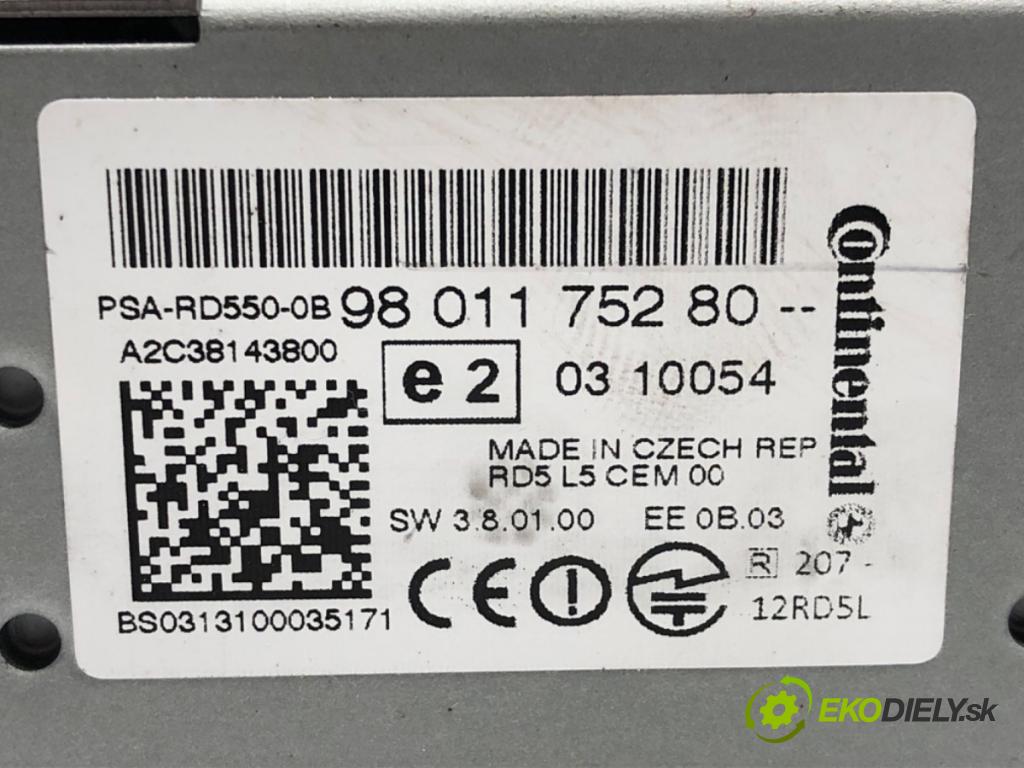 PEUGEOT 508 I (8D_) 2010 - 2018    2.0 HDi 103 kW [140 KM] olej napędowy 2010 - 2018  RADIO 9801175280 (Audio zariadenia)