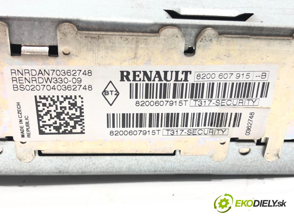 RENAULT CLIO III (BR0/1, CR0/1) 2005 - 2014    1.5 dCi (BR1C, CR1C) 76 kW [103 KM] olej napędowy 2005 - 2012  RADIO 8200607915B (Audio zariadenia)