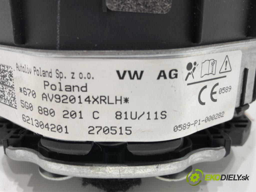 VW GOLF VII Variant (BA5, BV5) 2013 - 2022    1.6 TDI 81 kW [110 KM] olej napędowy 2013 - 2017  AirBag volantu 5G0880201C (Airbagy)