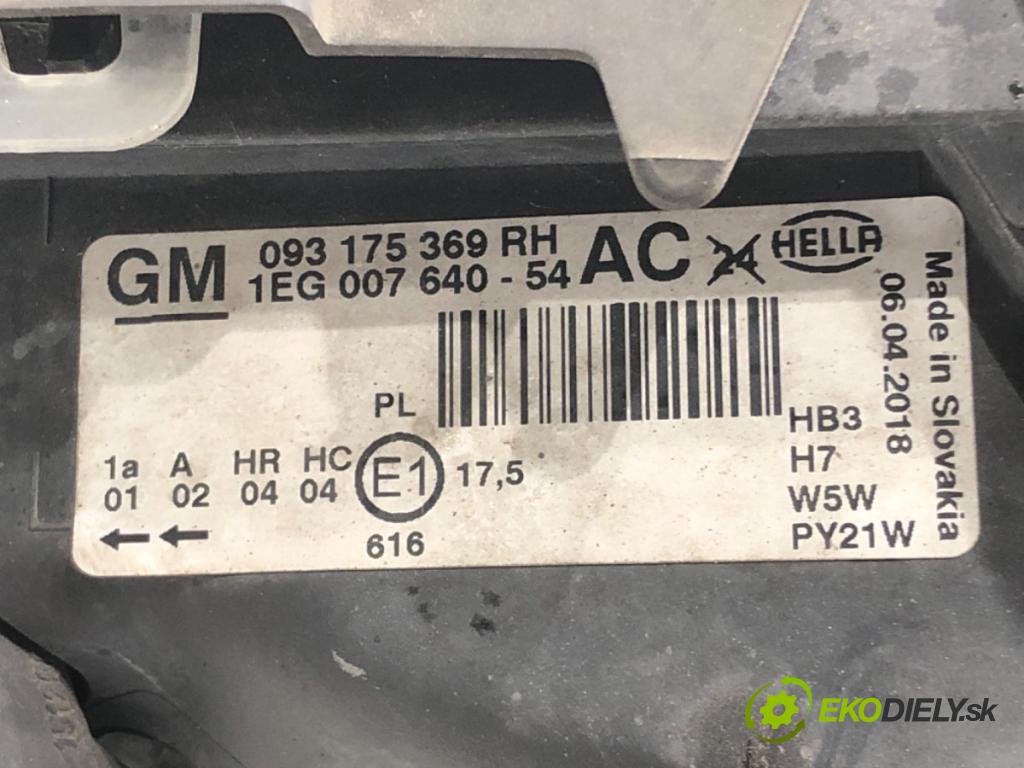 OPEL ASTRA G liftback (T98) 1998 - 2009    1.4 (F08, F48) 66 kW [90 KM] benzyna 2007 - 2009  Svetlomet pravy predný