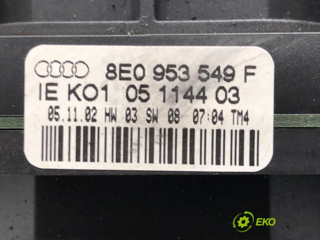 AUDI A4 B6 Avant (8E5) 2000 - 2005    1.9 TDI 74 kW [101 KM] olej napędowy 2001 - 2004  Prepínač kombinovaný 8E0953549F (Prepínače, spínače, tlačidlá a ovládače kúrenia)
