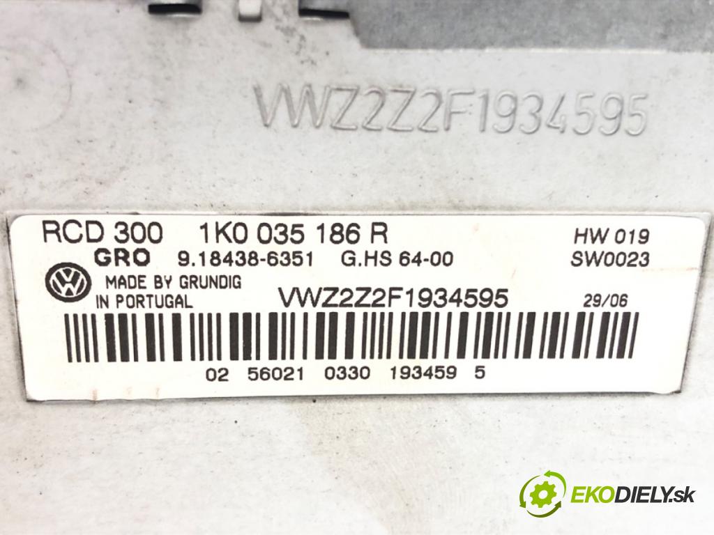 VW PASSAT B6 Variant (3C5) 2005 - 2011    2.0 TFSI 147 kW [200 KM] benzyna 2005 - 2010  RADIO 1K0035186R (Audio zariadenia)