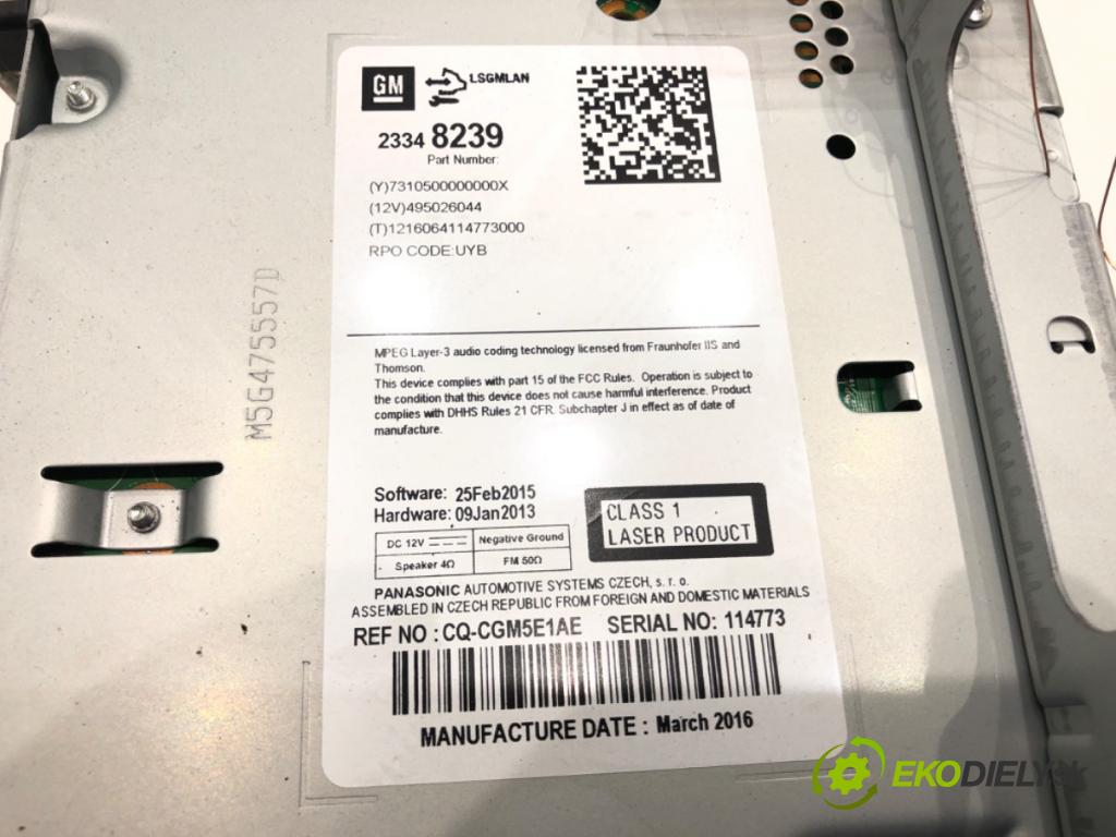 OPEL MERIVA B nadwozie wielkoprzestrzenne (MPV) (S10) 2010 - 2017    1.4 (75) 74 kW [100 KM] benzyna 2010 - 2017  RADIO 23348239 (Audio zařízení)