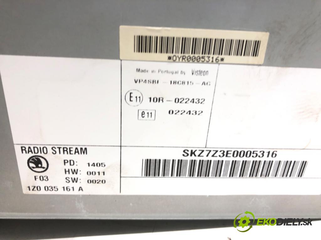 SKODA OCTAVIA II Combi (1Z5) 2004 - 2013    1.6 75 kW [102 KM] benzyna 2004 - 2013  RADIO 1Z0035161A (Audio zariadenia)