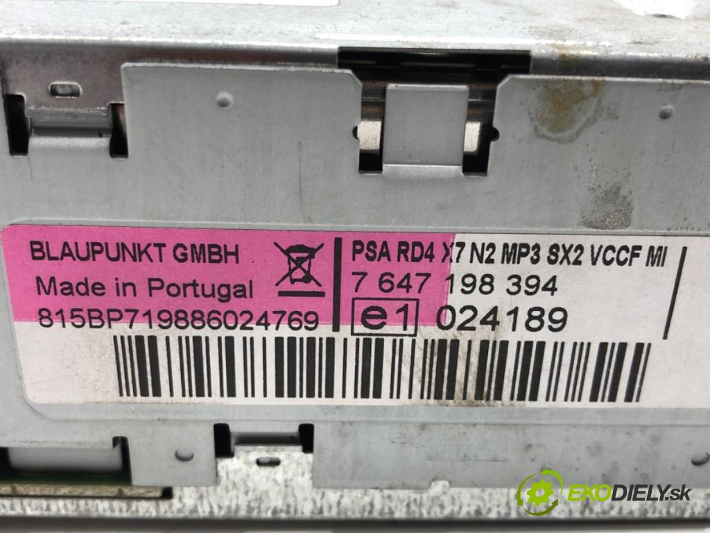 CITROEN C5 III (RD_) 2008 - 2022    2.0 HDi (RDRHDA) 100 kW [136 KM] olej napędowy 2008 - 2022  RADIO 7647198394 (Audio zariadenia)