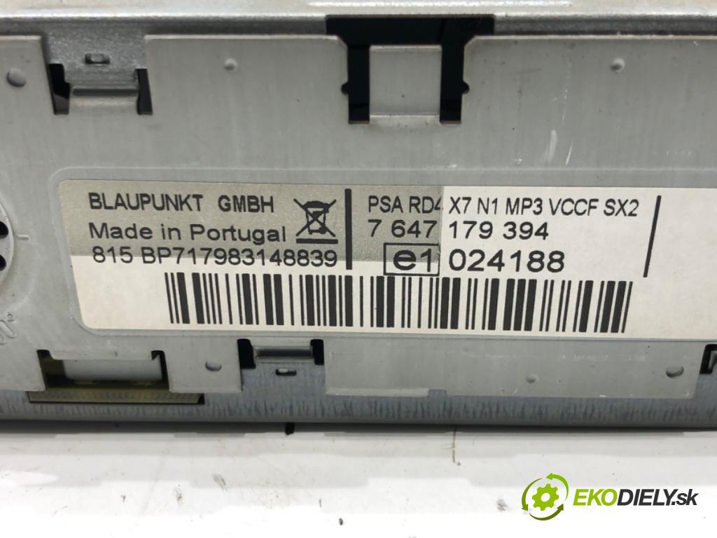 PEUGEOT PARTNER Nadwozie pełne/minivan 2008 - 2022    1.6 HDi 66 kW [90 KM] olej napędowy 2011 - 2022  RADIO 7647179394 (Audio zariadenia)