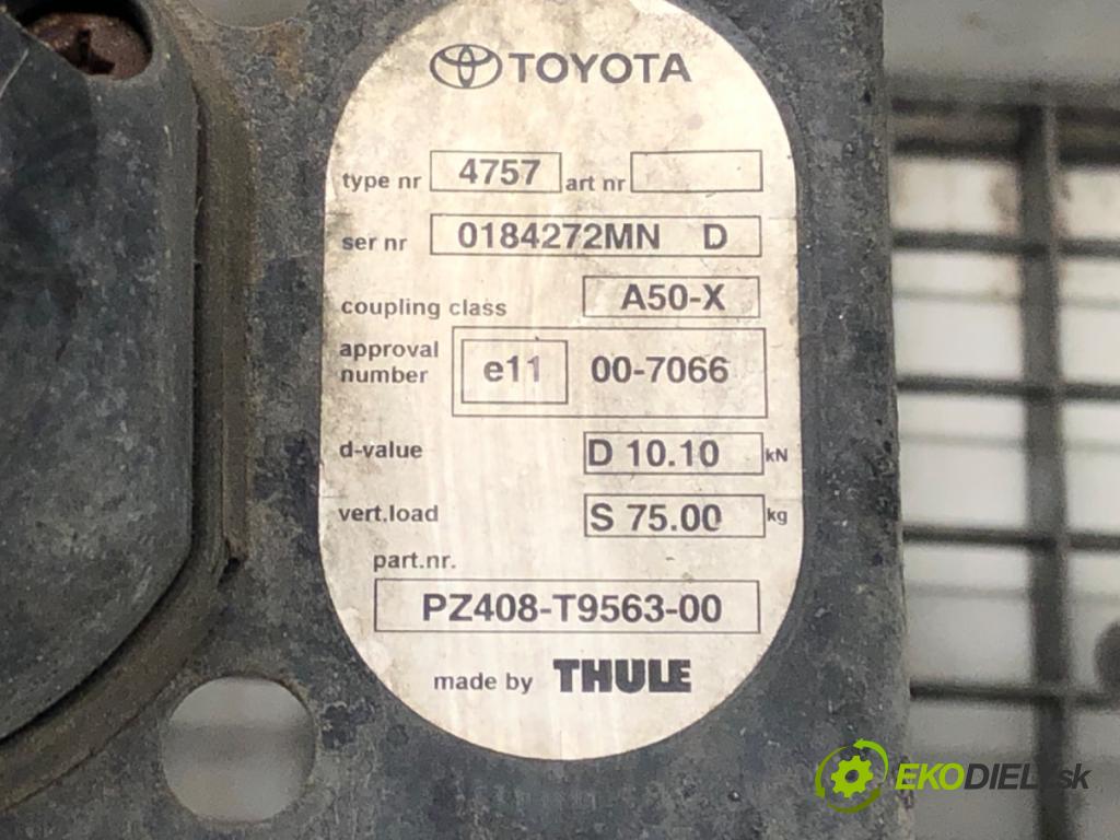 TOYOTA AVENSIS sedan (_T27_) 2008 - 2018    2.0 D-4D (ADT270_) 91 kW [124 KM] olej napędowy 2011 - 2018  Hák tažné zařízení PZ408-T9563 (Tažná zařízení)