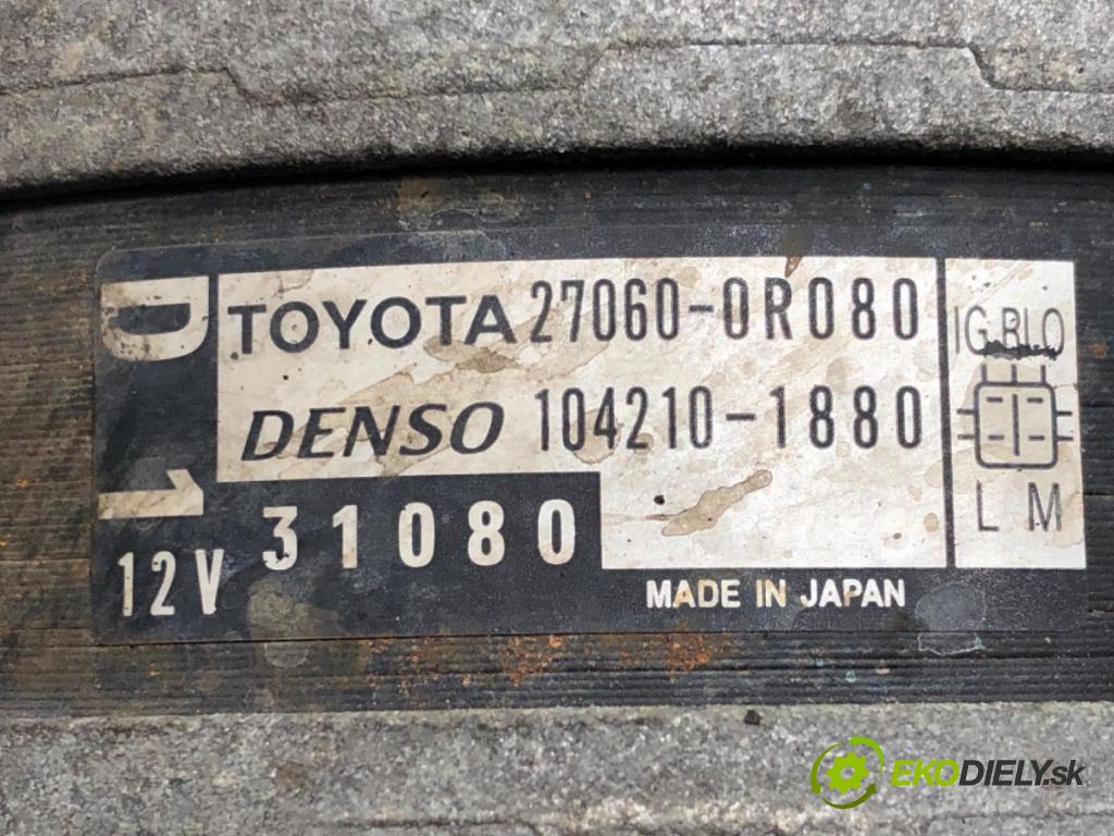 TOYOTA AVENSIS sedan (_T27_) 2008 - 2018    2.0 D-4D (ADT270_) 91 kW [124 KM] olej napędowy 2011 - 2018  Alternátor 27060-0R080 (Alternátory)