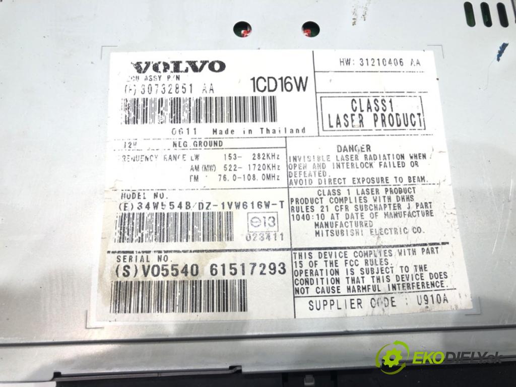 VOLVO V50 (545) 2003 - 2012    1.6 D 80 kW [109 KM] olej napędowy 2005 - 2012  RADIO 30732851 (Audio zariadenia)