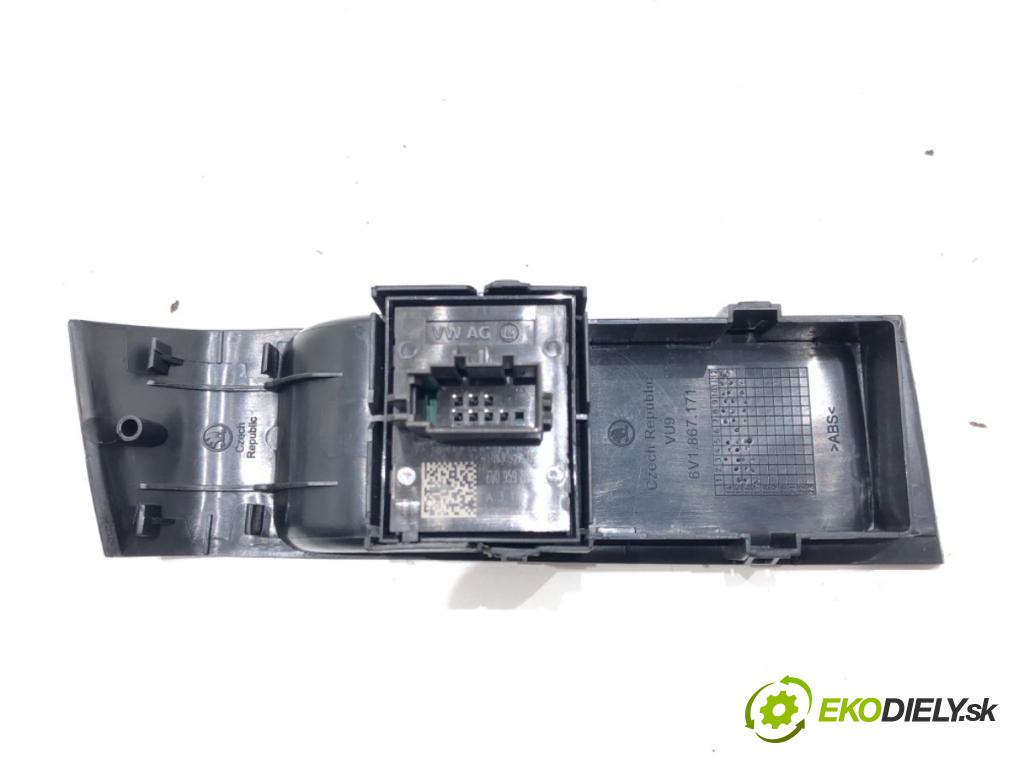 SKODA FABIA III (NJ3) 2014 - 2022    1.4 TDI 77 kW [105 KM] olej napędowy 2014 - 2022  Prepínač okien 6V0959858A (Prepínače, spínače, tlačidlá a ovládače kúrenia)