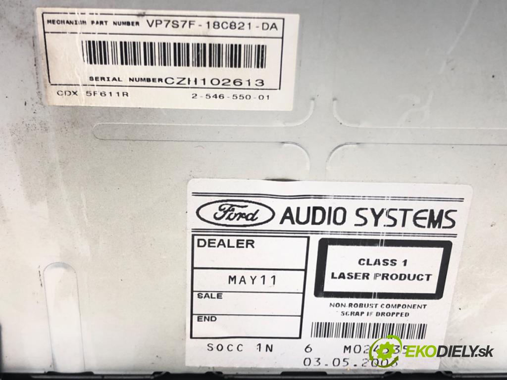 FORD FOCUS C-MAX (DM2) 2003 - 2007    1.8 92 kW [125 KM] benzyna 2004 - 2007  RADIO VP7S7F-18C821-DA (Audio zariadenia)