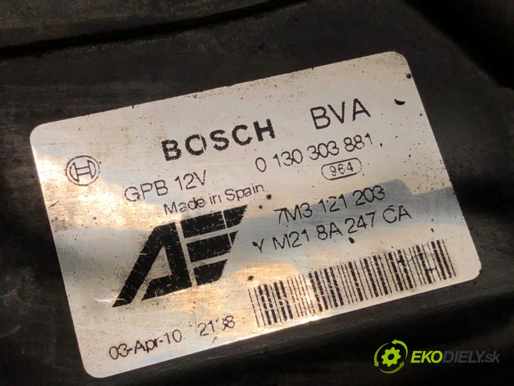 VW SHARAN (7M8, 7M9, 7M6) 1995 - 2010    1.9 TDI 85 kW [115 KM] olej napędowy 2000 - 2010  Ventilátor chladiča 0130303881 7M3121203 (Ventilátory)