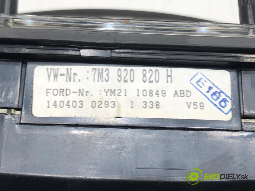 VW SHARAN (7M8, 7M9, 7M6) 1995 - 2010    1.9 TDI 85 kW [115 KM] olej napędowy 2000 - 2010  Prístrojovka 7M3920820H (Prístrojové dosky, displeje)