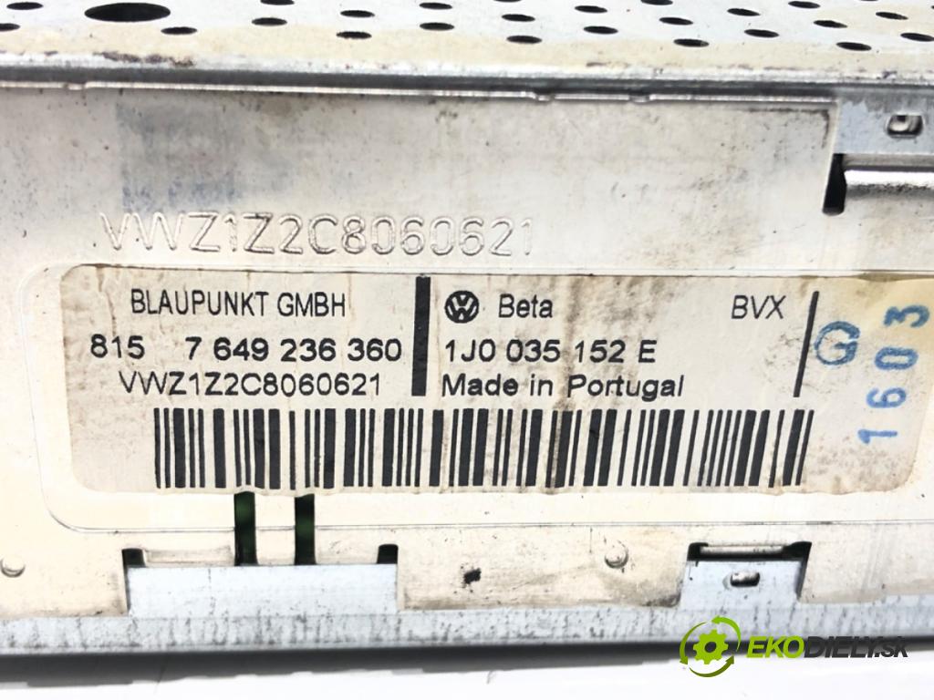 VW SHARAN (7M8, 7M9, 7M6) 1995 - 2010    1.9 TDI 85 kW [115 KM] olej napędowy 2000 - 2010  RADIO 1J0035152E (Audio zariadenia)