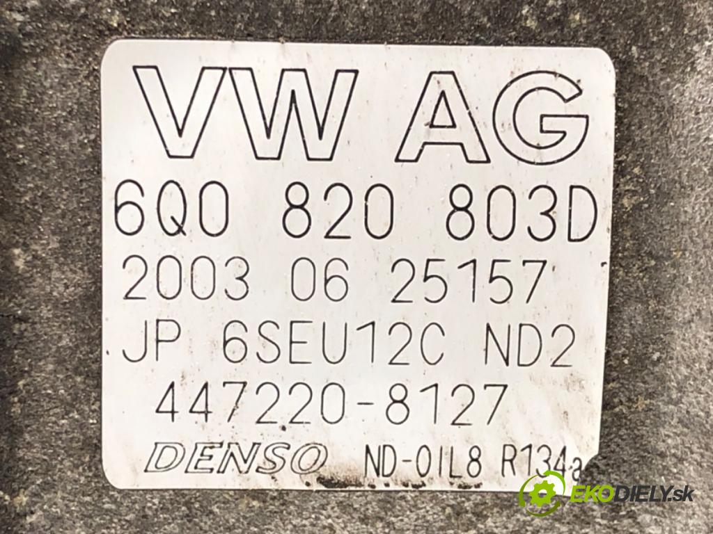 VW POLO (9N_, 9A_) 2001 - 2014    1.4 16V 55 kW [75 KM] benzyna 2001 - 2008  kompresor klimatizace 6Q0820803D (Kompresory)