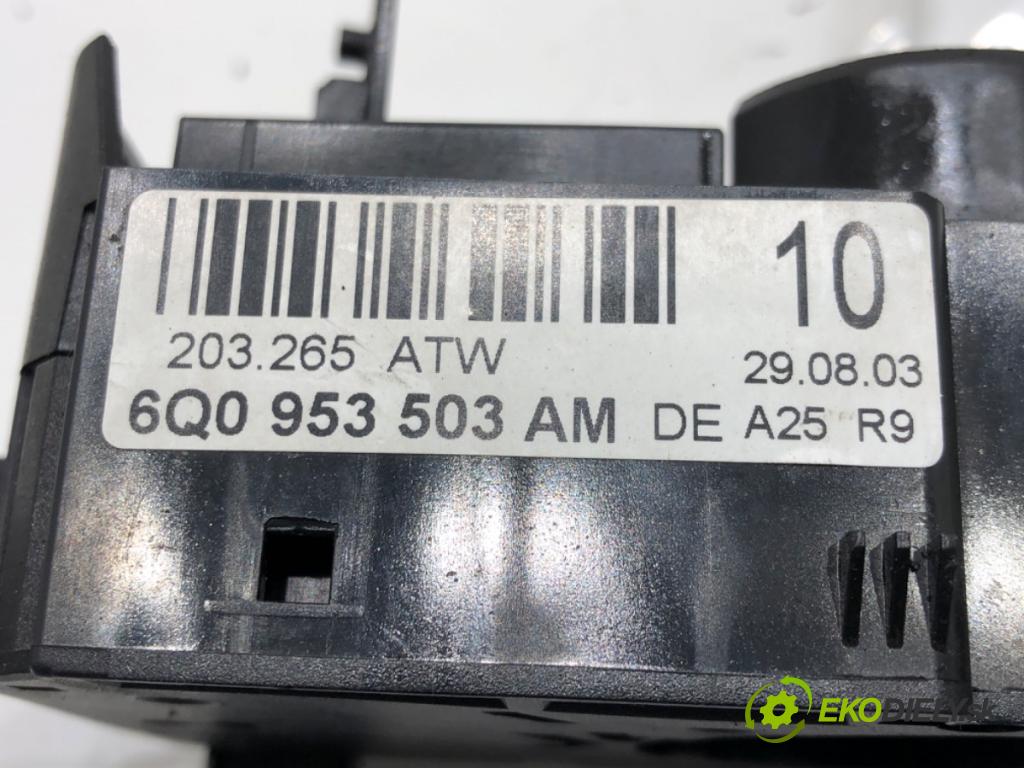 VW POLO (9N_, 9A_) 2001 - 2014    1.4 16V 55 kW [75 KM] benzyna 2001 - 2008  Prepínač kombinovaný 6Q0953503AM (Prepínače, spínače, tlačidlá a ovládače kúrenia)