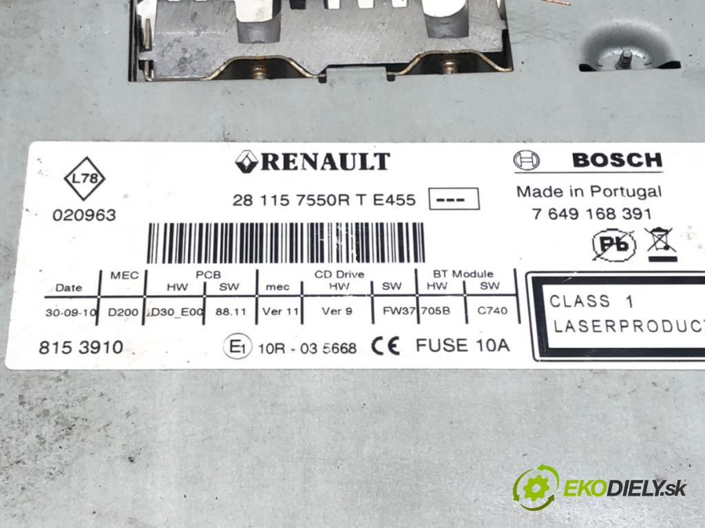 RENAULT GRAND SCÉNIC III (JZ0/1_) 2009 - 2022    2.0 dCi (JZ0Y) 110 kW [150 KM] olej napędowy 2009 - 2022  RADIO 281157550R (Audio zariadenia)