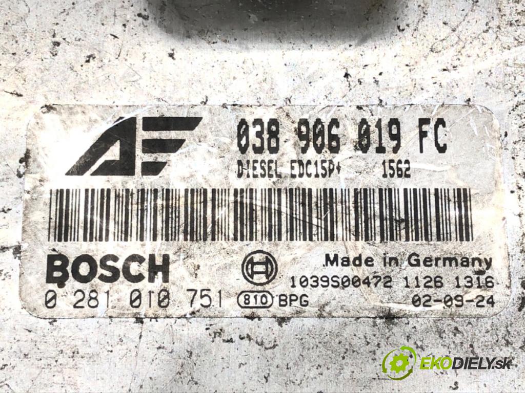 VW SHARAN (7M8, 7M9, 7M6) 1995 - 2010    1.9 TDI 85 kW [115 KM] olej napędowy 2000 - 2010  riadiaca jednotka Motor 038906019FC (Riadiace jednotky)