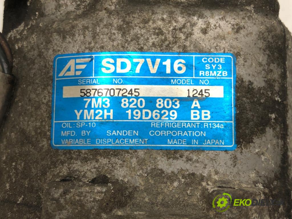VW SHARAN (7M8, 7M9, 7M6) 1995 - 2010    1.9 TDI 85 kW [115 KM] olej napędowy 2000 - 2010  kompresor klimatizace 7M3820803A (Kompresory)