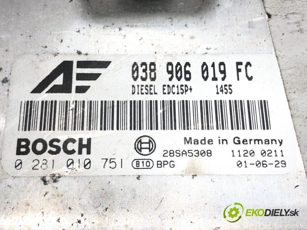VW SHARAN (7M8, 7M9, 7M6) 1995 - 2010    1.9 TDI 85 kW [115 KM] olej napędowy 2000 - 2010  riadiaca jednotka Motor 038906019FC (Riadiace jednotky)