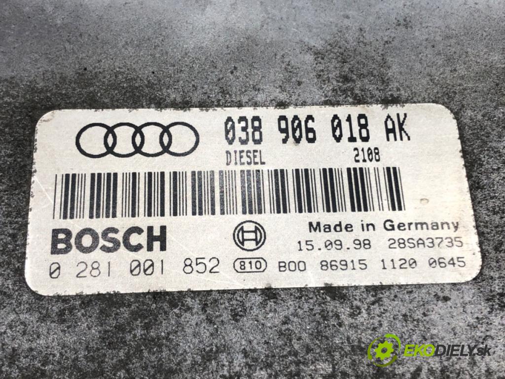 AUDI A3 (8L1) 1996 - 2006    1.9 TDI 66 kW [90 KM] olej napędowy 1996 - 2001  riadiaca jednotka Motor 038906018AK (Riadiace jednotky)