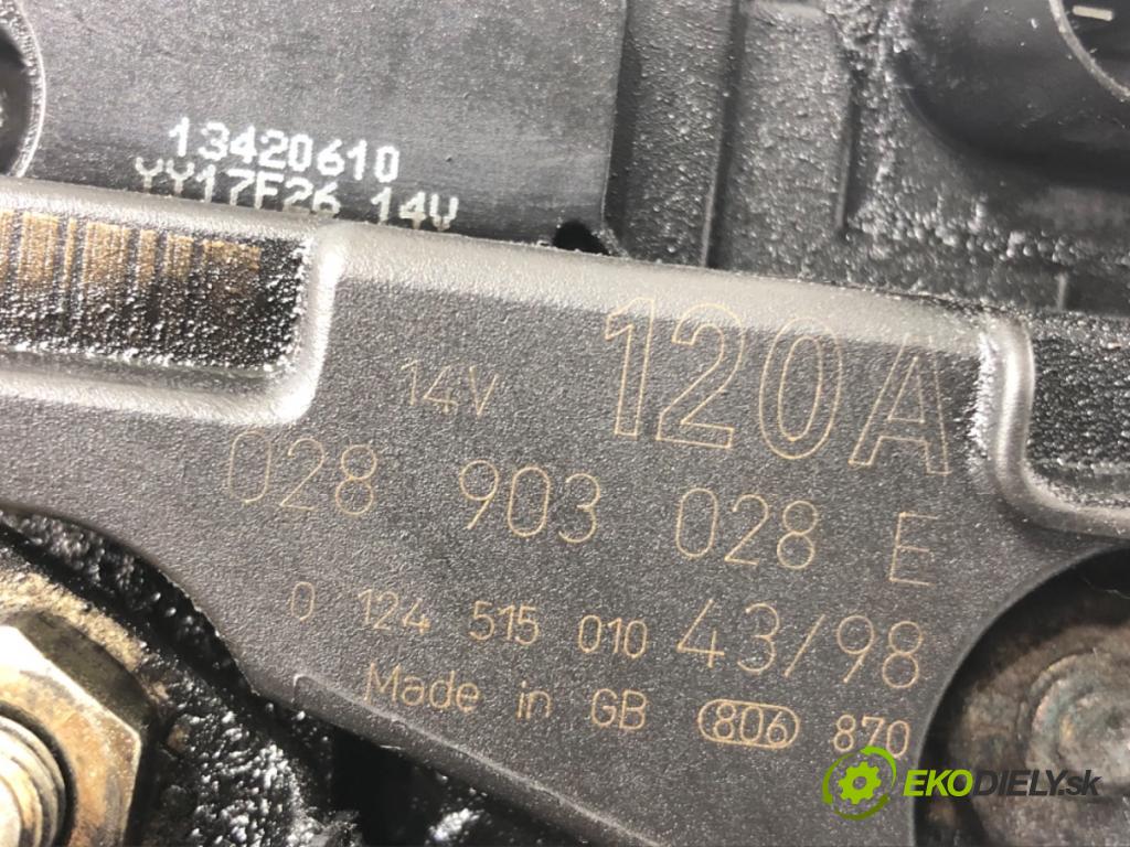 AUDI A3 (8L1) 1996 - 2006    1.9 TDI 66 kW [90 KM] olej napędowy 1996 - 2001  Alternátor 028903028E (Alternátory)