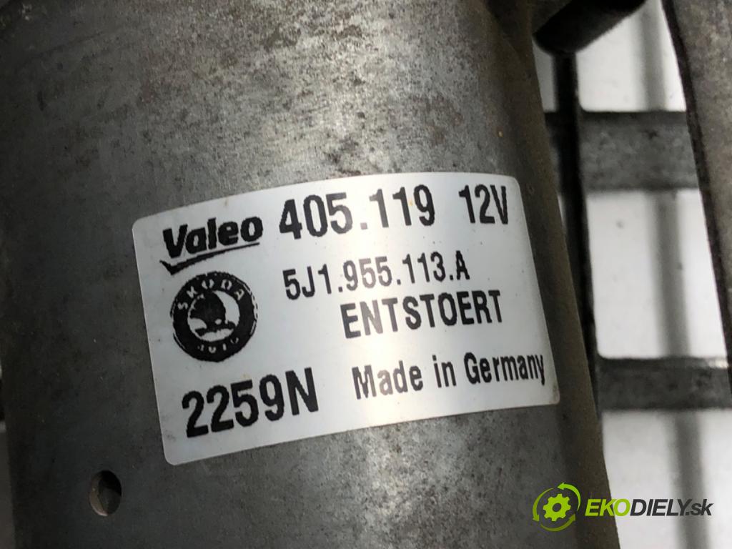 SKODA FABIA II (542) 2006 - 2014    1.4 TDI 59 kW [80 KM] olej napędowy 2007 - 2010  Mechanizmus stieračov predný 5J1955113A (Motorčeky stieračov predné)