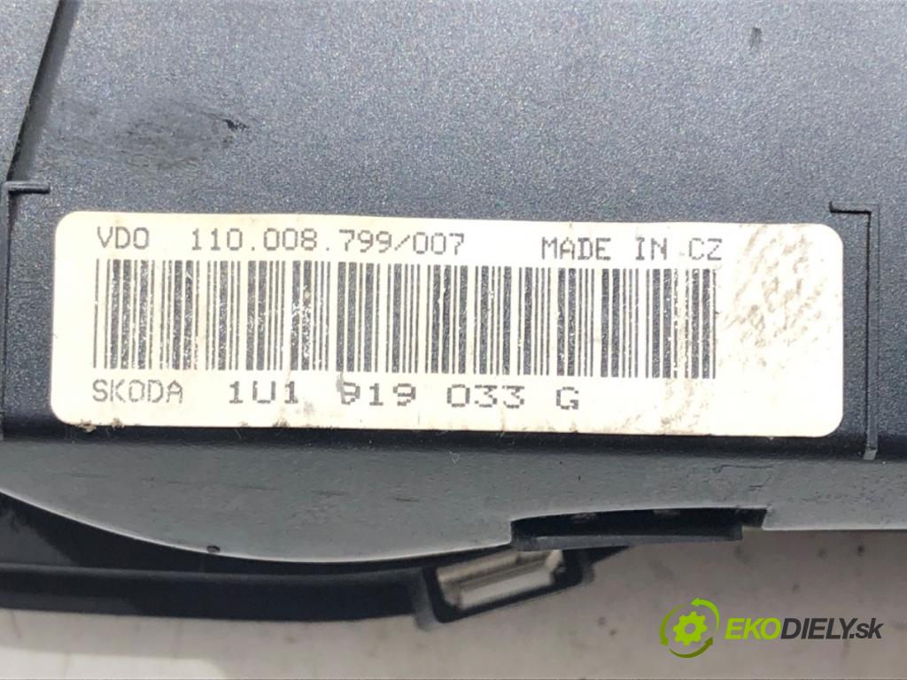 SKODA OCTAVIA I (1U2) 1996 - 2010    1.9 TDI 66 kW [90 KM] olej napędowy 1996 - 2010  Prístrojovka 1U1919033G (Prístrojové dosky, displeje)